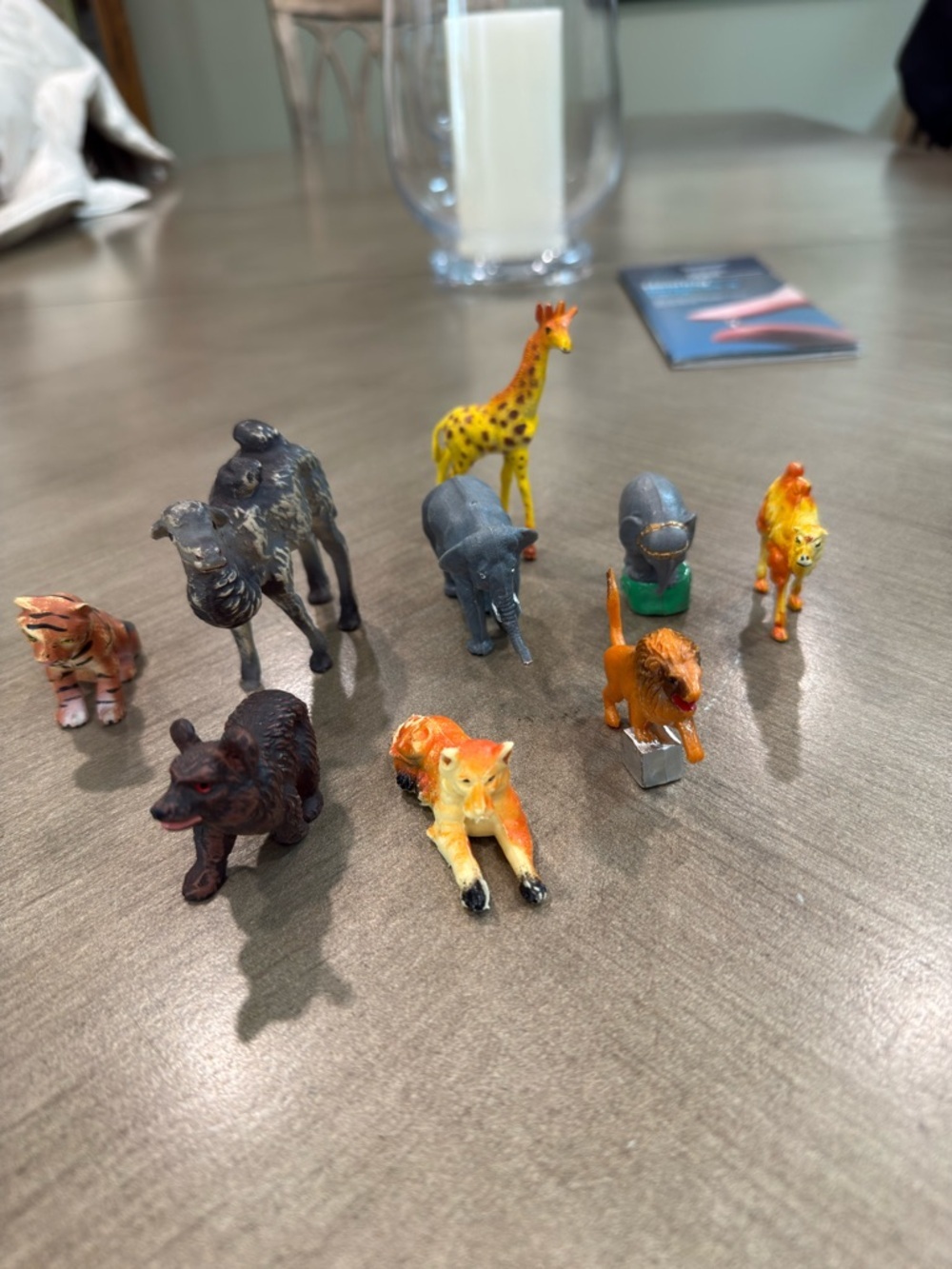 Vintage Lot of 9 Small Plastic Circus Animals 2-3 inches  Hard Plastic Fun